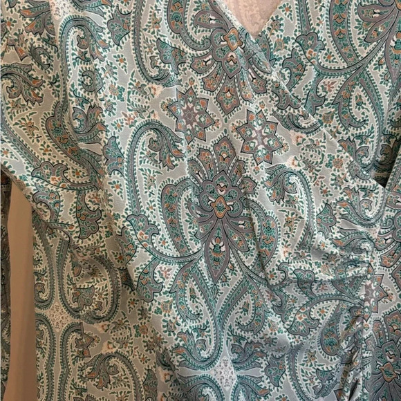 Talbots Medium Petite Stretch Wrap Style Top Blue - Picture 2 of 5